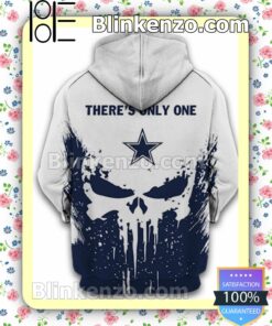 Dallas Cowboys There's Only One Skull White And Navy Custom Womens Hoodie b