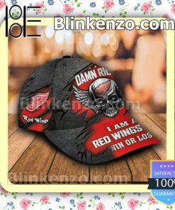 Detroit Red Wings Skull Damn Right I Am A Fan Win Or Lose NHL Classic Hat Caps Gift For Men a