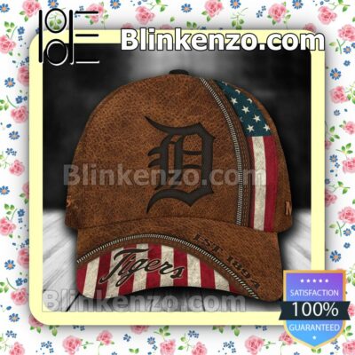Detroit Tigers Leather Zipper Print MLB Classic Hat Caps Gift For Men
