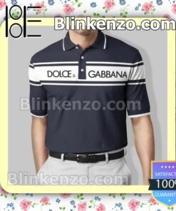 Dolce And Gabbana White Stripe Navy Custom Polo Shirt