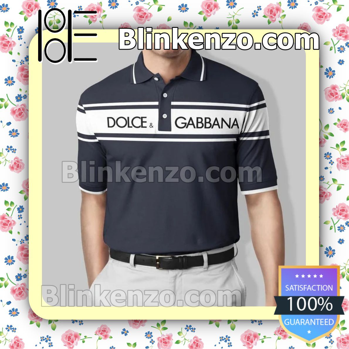 Funny Tee Dolce And Gabbana White Stripe Navy Custom Polo Shirt
