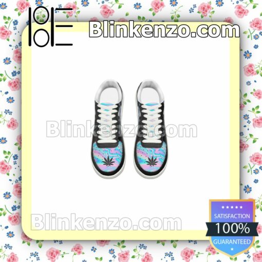Don't Care Bear Hologram Cannabis Weed Mens Air Force Sneakers a