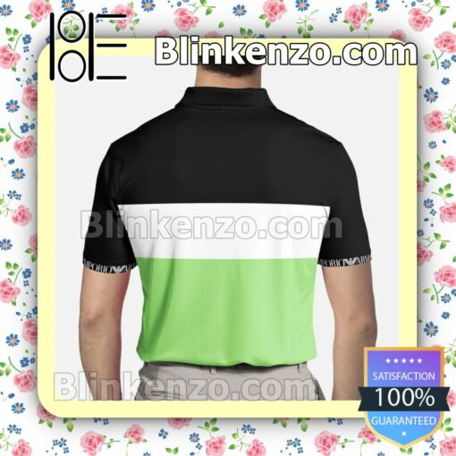 Ea7 Emporio Armani Mix Color Black White And Green Custom Polo Shirt a