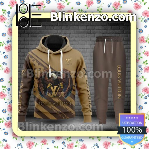 Eagle American Flag Louis Vuitton Light And Dark Brown Fleece Hoodie, Pants