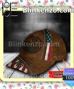 Edmonton Oilers Leather Zipper Print NHL Classic Hat Caps Gift For Men b