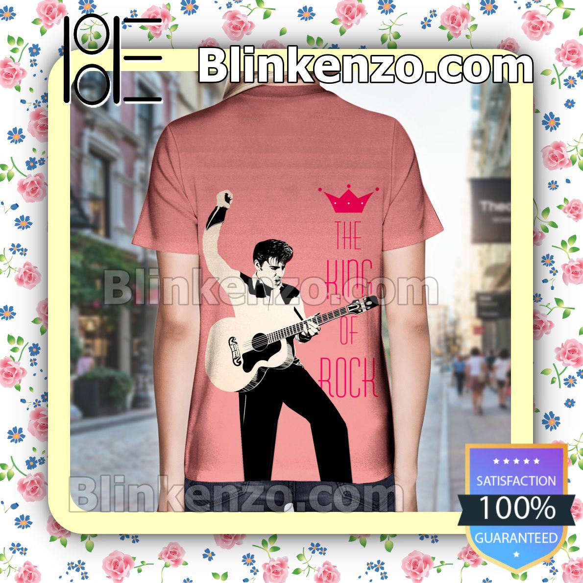 Print On Demand Elvis Presley Poster Pink The King Of Rock Custom Shirt