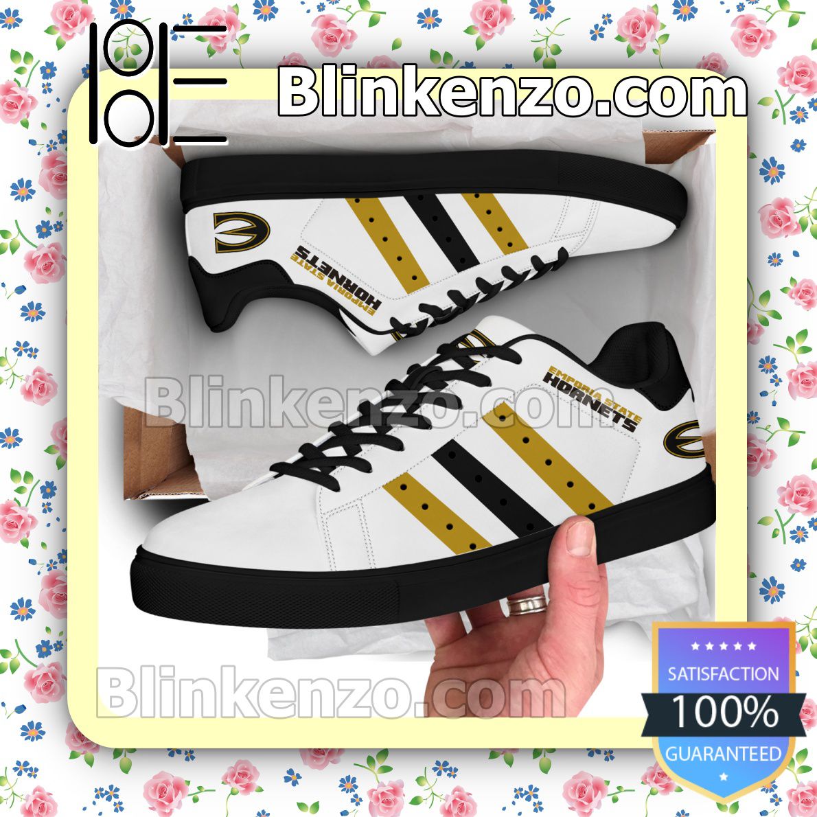 Emporia State Hornets Logo Print Low Top Shoes