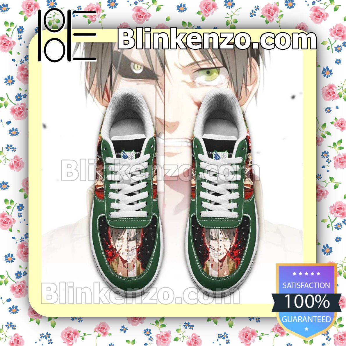 Hot Deal Eren Yeager Attack On Titan AOT Anime Nike Air Force Sneakers