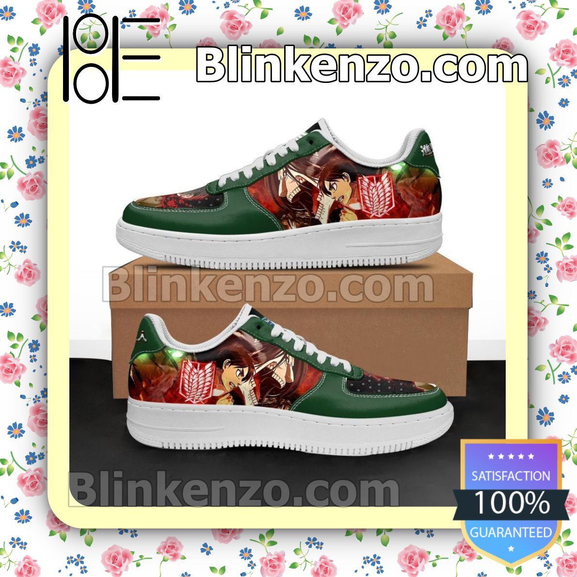 Official Eren Yeager Attack On Titan AOT Anime Nike Air Force Sneakers