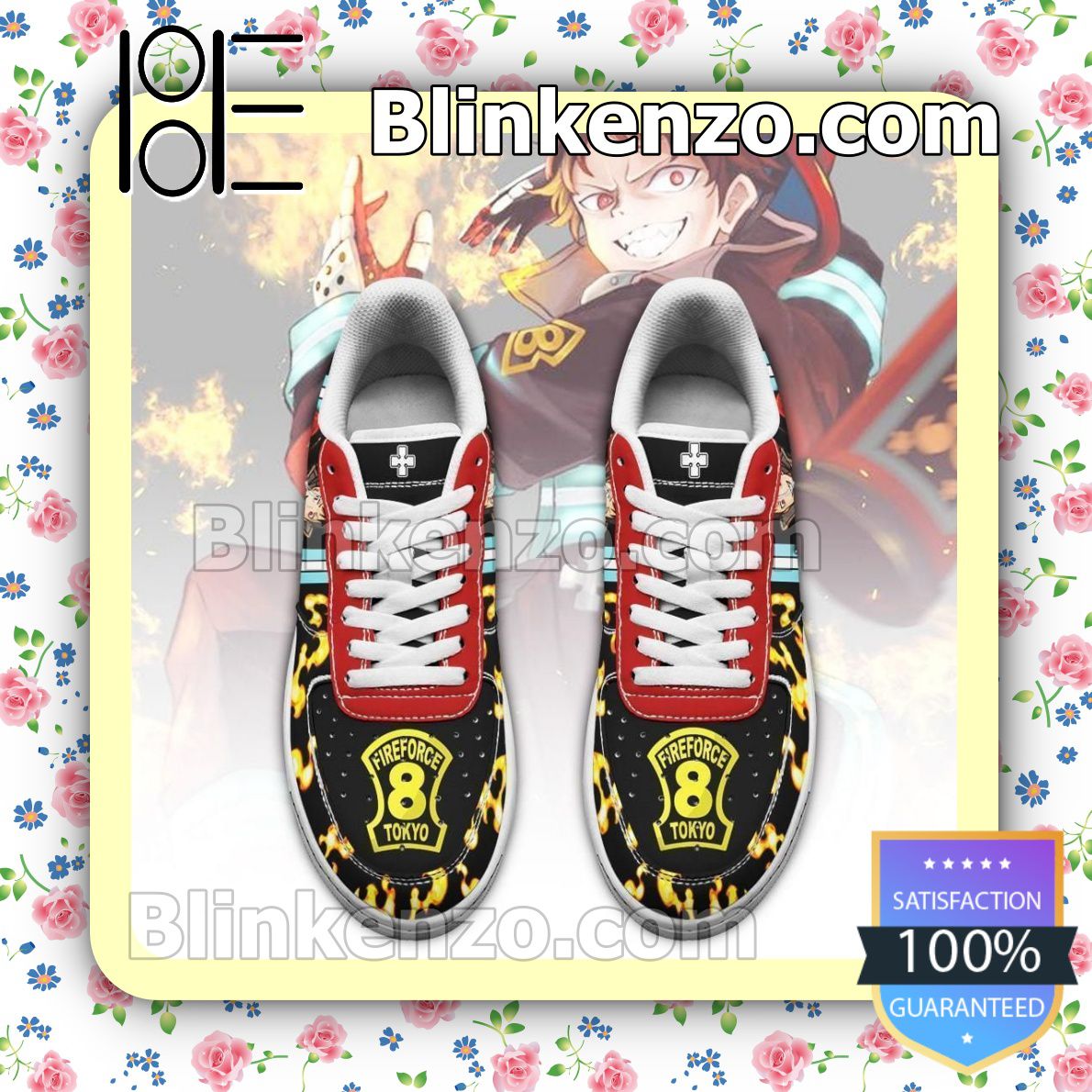 Perfect Fire Force Shinra Kusakabe Costume Anime Nike Air Force Sneakers