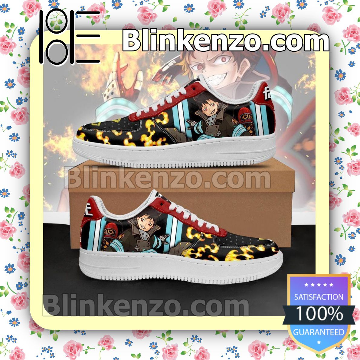 Great Quality Fire Force Shinra Kusakabe Costume Anime Nike Air Force Sneakers
