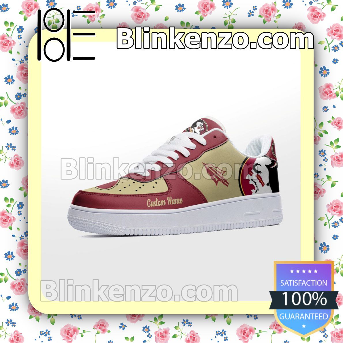 Top Rated Florida State Seminoles Mascot Logo NCAA Nike Air Force Sneakers