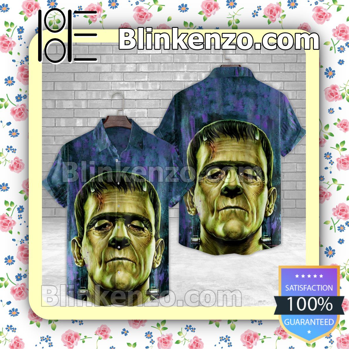 Frankenstein Art Print Halloween Short Sleeve Shirts