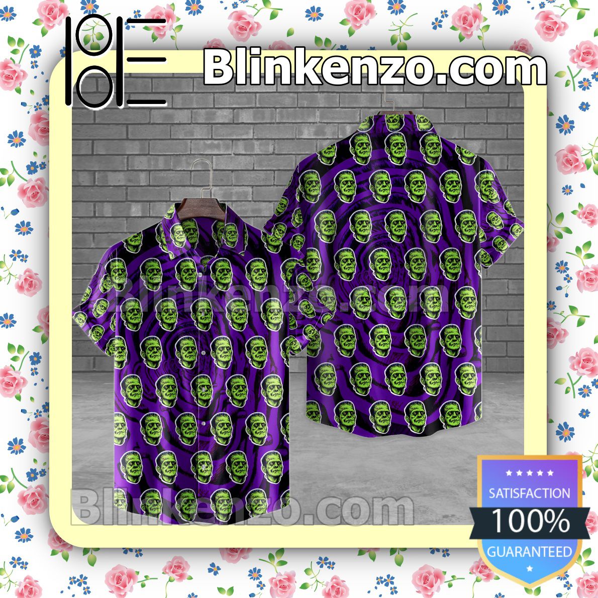 Frankenstein Purple Halloween Short Sleeve Shirts