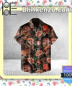 Freddy Krueger And Flower Halloween Short Sleeve Shirts