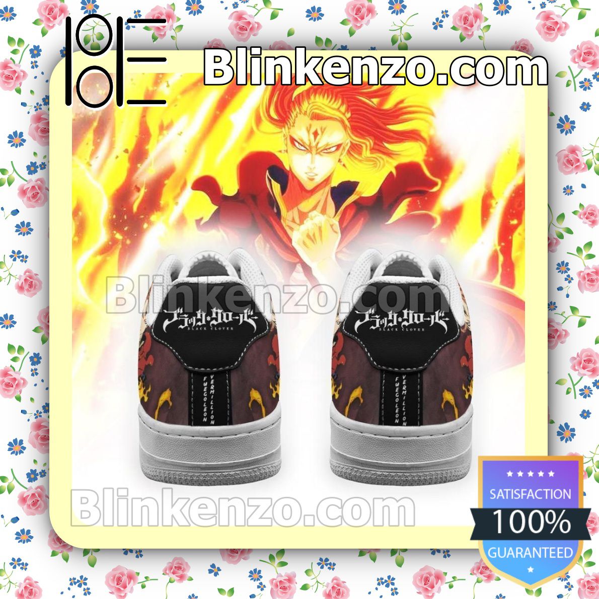 US Shop Fuegoleon Vermillion Crimson Lion Knight Black Clover Anime Nike Air Force Sneakers