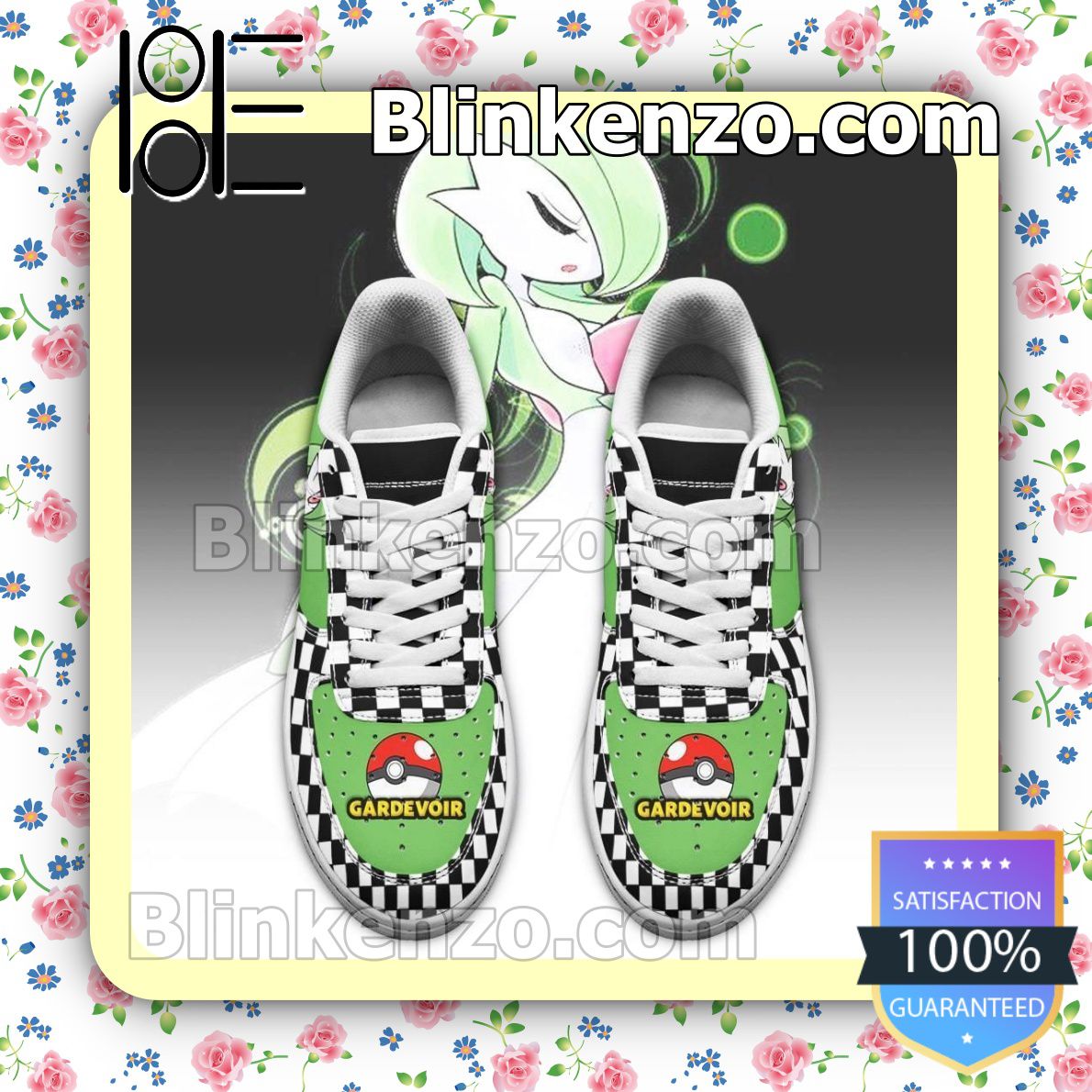 Unisex Gardevoir Checkerboard Pokemon Nike Air Force Sneakers