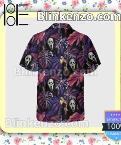 Ghost Face Monstera Leaves Halloween Short Sleeve Shirts a