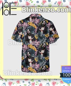 Ghost Face Tropical Leaves Halloween Short Sleeve Shirts a