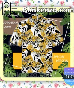 Ghost Face Tropical Monstera Leaf Halloween Short Sleeve Shirts