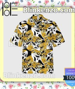 Ghost Face Tropical Monstera Leaf Halloween Short Sleeve Shirts b