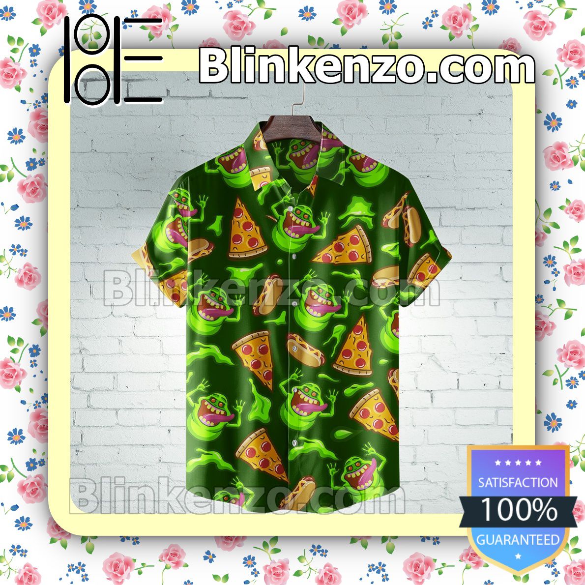 Ghostbusters Slime Pizza And Hotdog Halloween Short Sleeve Shirts