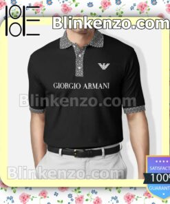 Giorgio Armani Luxury Brand Name Center Black Custom Polo Shirt