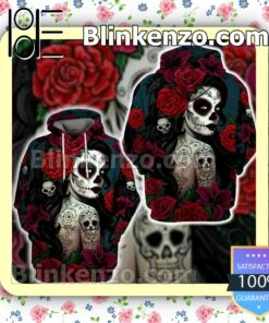 Girl Tattoo Sugar Skull Rose Custom Womens Hoodie