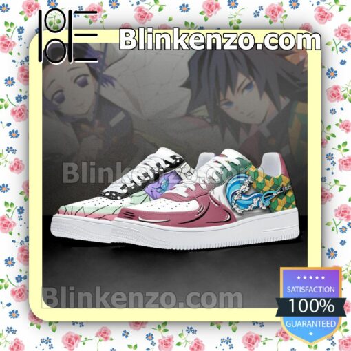 Giyuu and Shinobu Skill Demon Slayer Anime Nike Air Force Sneakers b