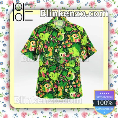 Grass Pokemon Casual Button Down Shirts a