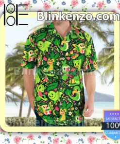 Grass Pokemon Casual Button Down Shirts b