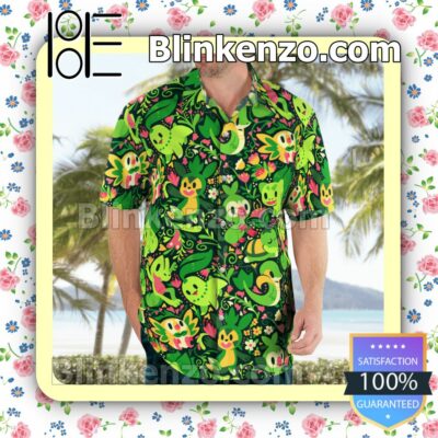 Grass Pokemon Casual Button Down Shirts b