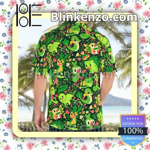 Grass Pokemon Casual Button Down Shirts c