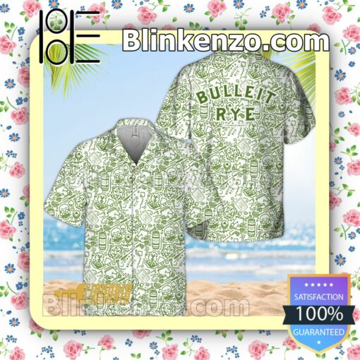Green Bulleit Rye Whiskey Doodle Art Beach Shirts