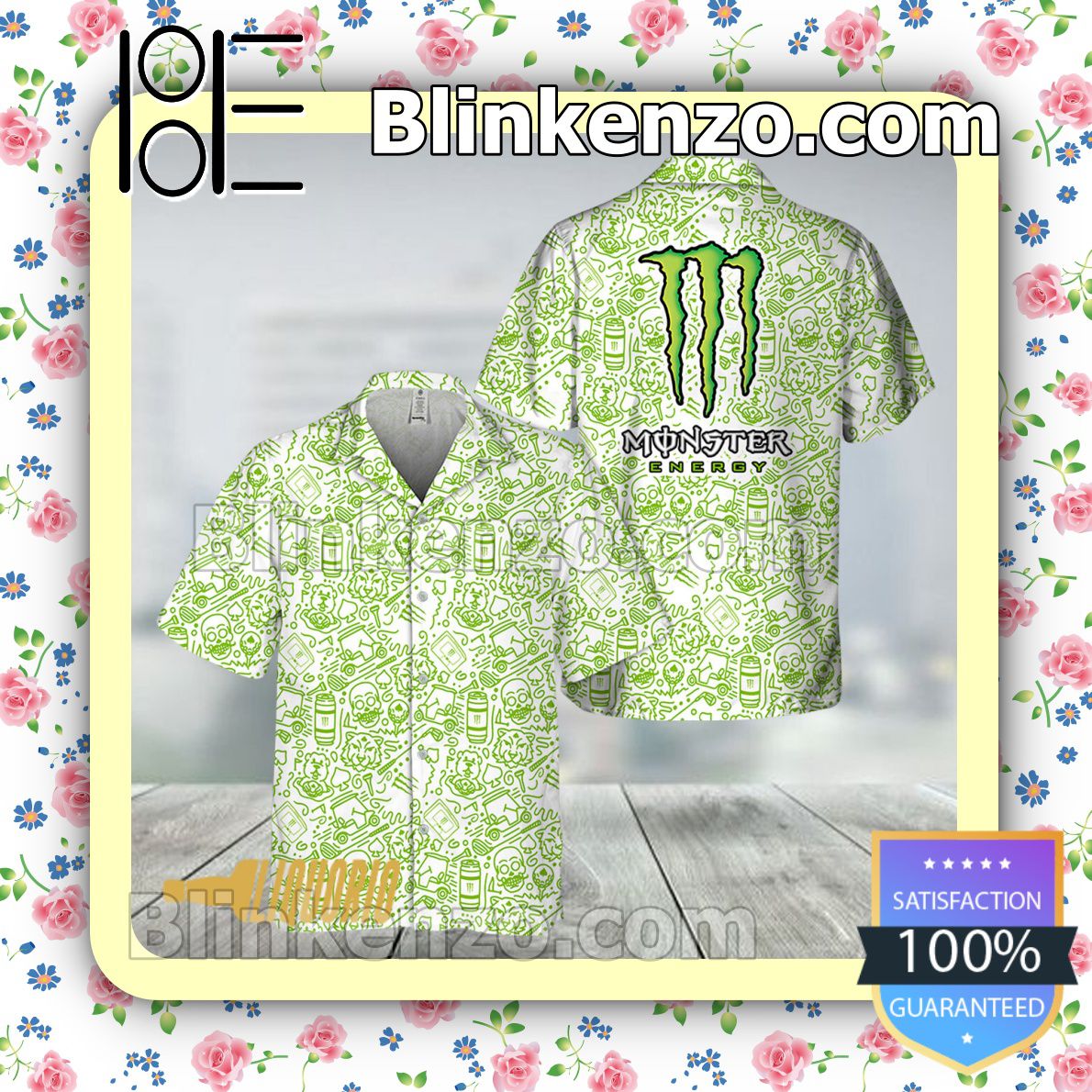 Awesome Green Monster Energy Doodle Art Beach Shirts