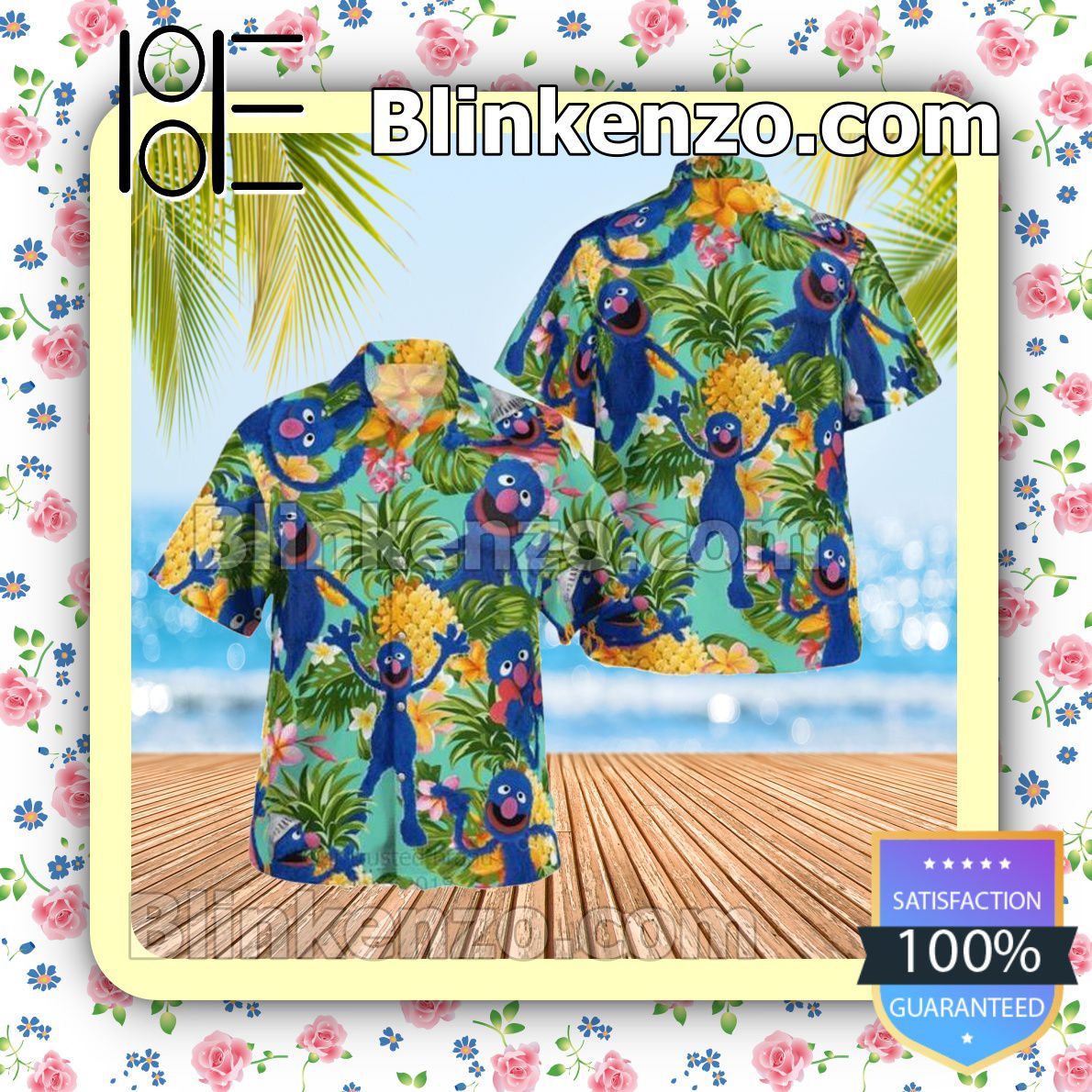 Grover The Muppet Tropical Pineapple Beach Shirt