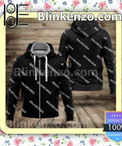 Gucci And Balenciaga Black Full-Zip Hooded Fleece Sweatshirt