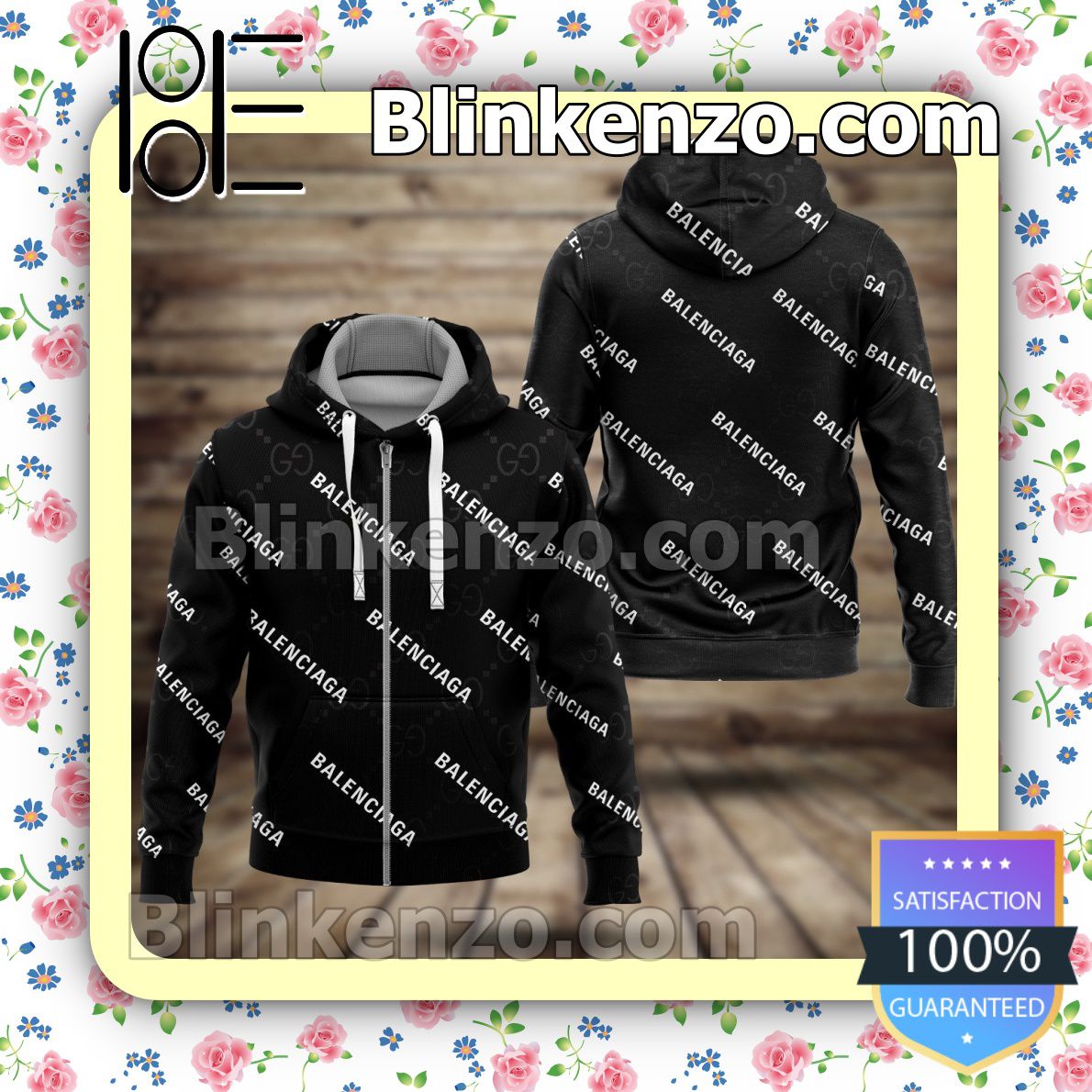 Top Selling Gucci And Balenciaga Black Full-Zip Hooded Fleece Sweatshirt