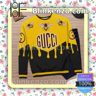 Gucci Bee Black And Yellow Mens Sweater b