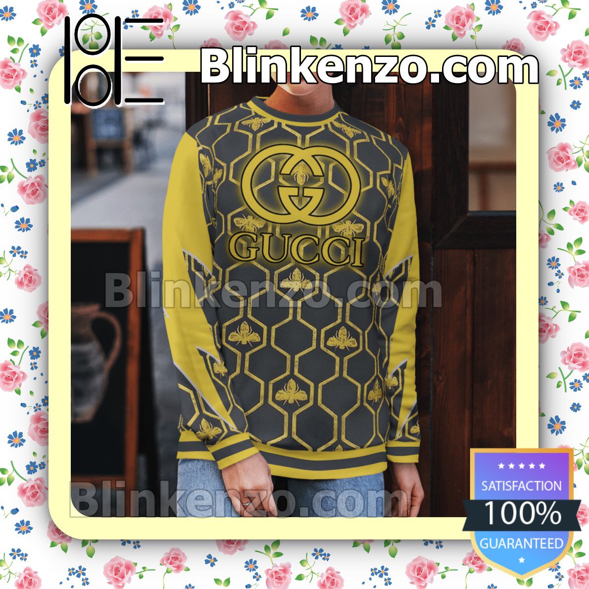 Discount Gucci Bee Hive Pattern Mens Sweater