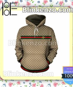Gucci Bee On Green And Red Stripes Brown Monogram Custom Womens Hoodie
