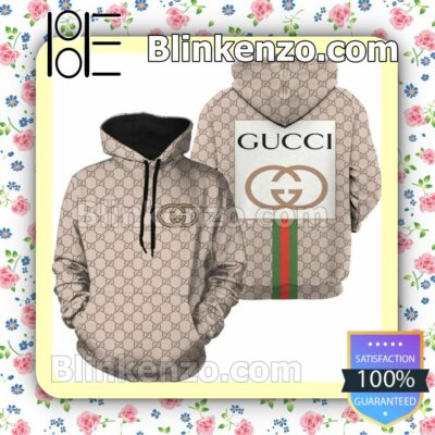 Gucci Beige Monogram With Big Logo Square Back Custom Womens Hoodie