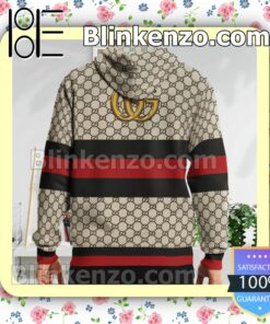Gucci Beige Monogram With Black And Red Stripes Custom Womens Hoodie b