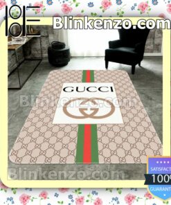 Gucci Beige Monogram With Logo In White Square And Color Stripes Carpet Runners
