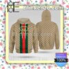 Gucci Beige Monogram With Logon On Black And Red Vertical Stripes Custom Womens Hoodie