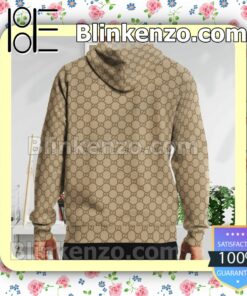 Gucci Beige Monogram With Logon On Black And Red Vertical Stripes Custom Womens Hoodie b