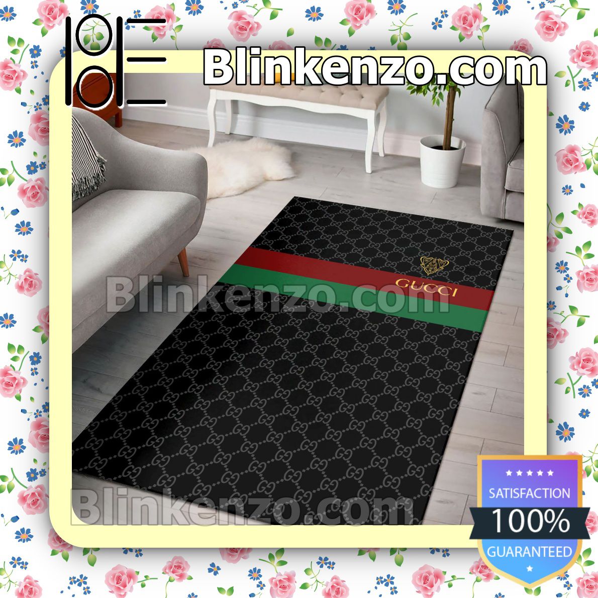 Gucci Black Monogram With Museo Logo Red And Green Stripes Carpet Runners