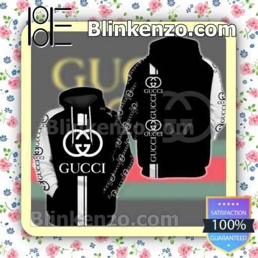Gucci Brand Name And Logo Print Black And White Custom Womens Hoodie