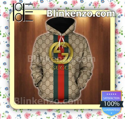 Gucci Gold Logo On Green And Red Vertical Stripes Custom Womens Hoodie
