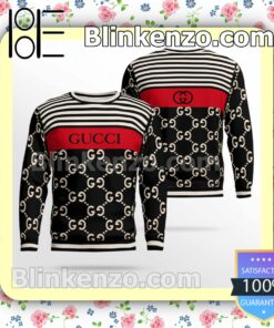 Gucci Horizontal Stripes Black Mens Sweater